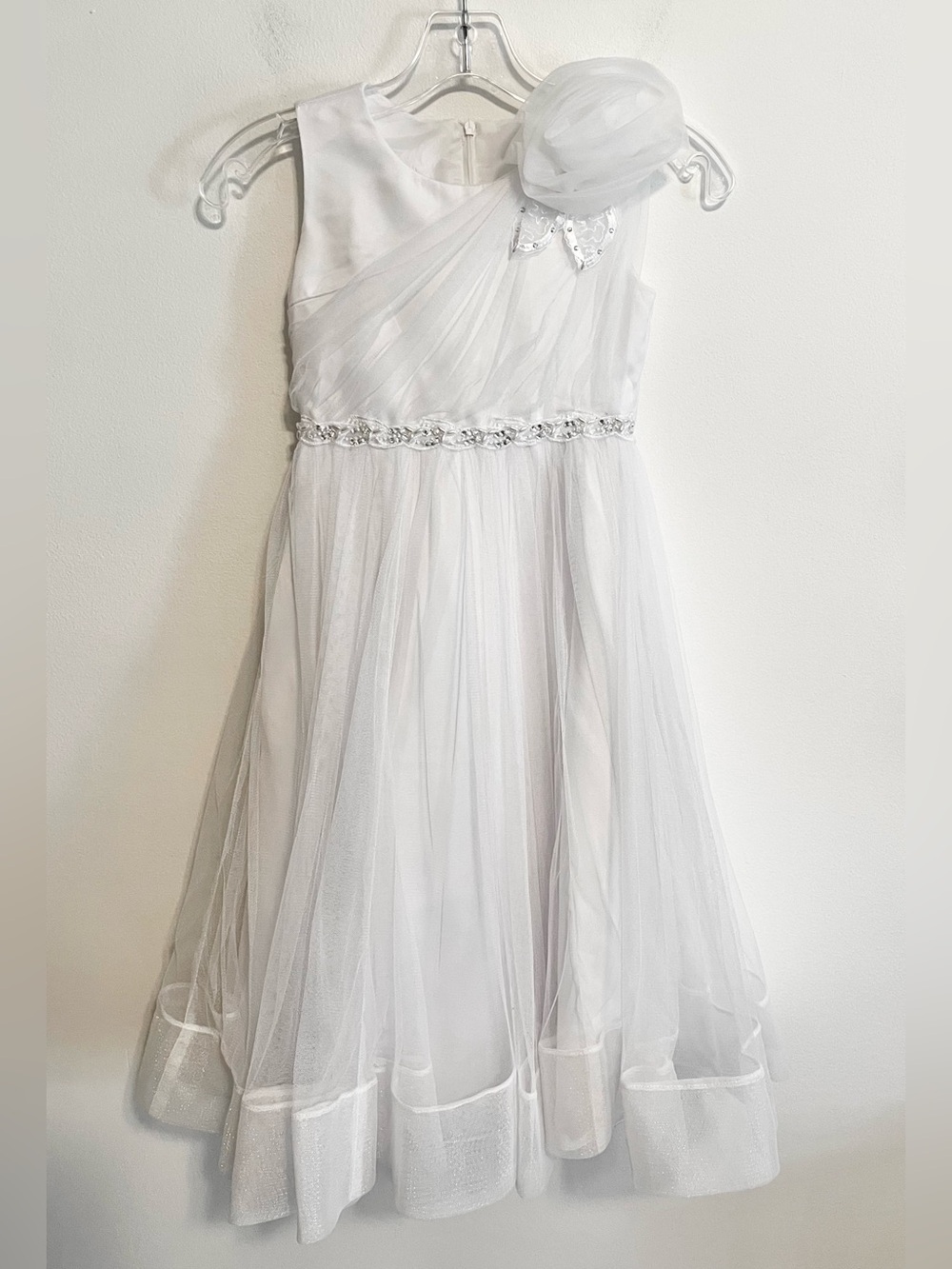 Iris & Ivy Girl’s White Formal Midi Dress. Communion Flower Girl Party. Size 7